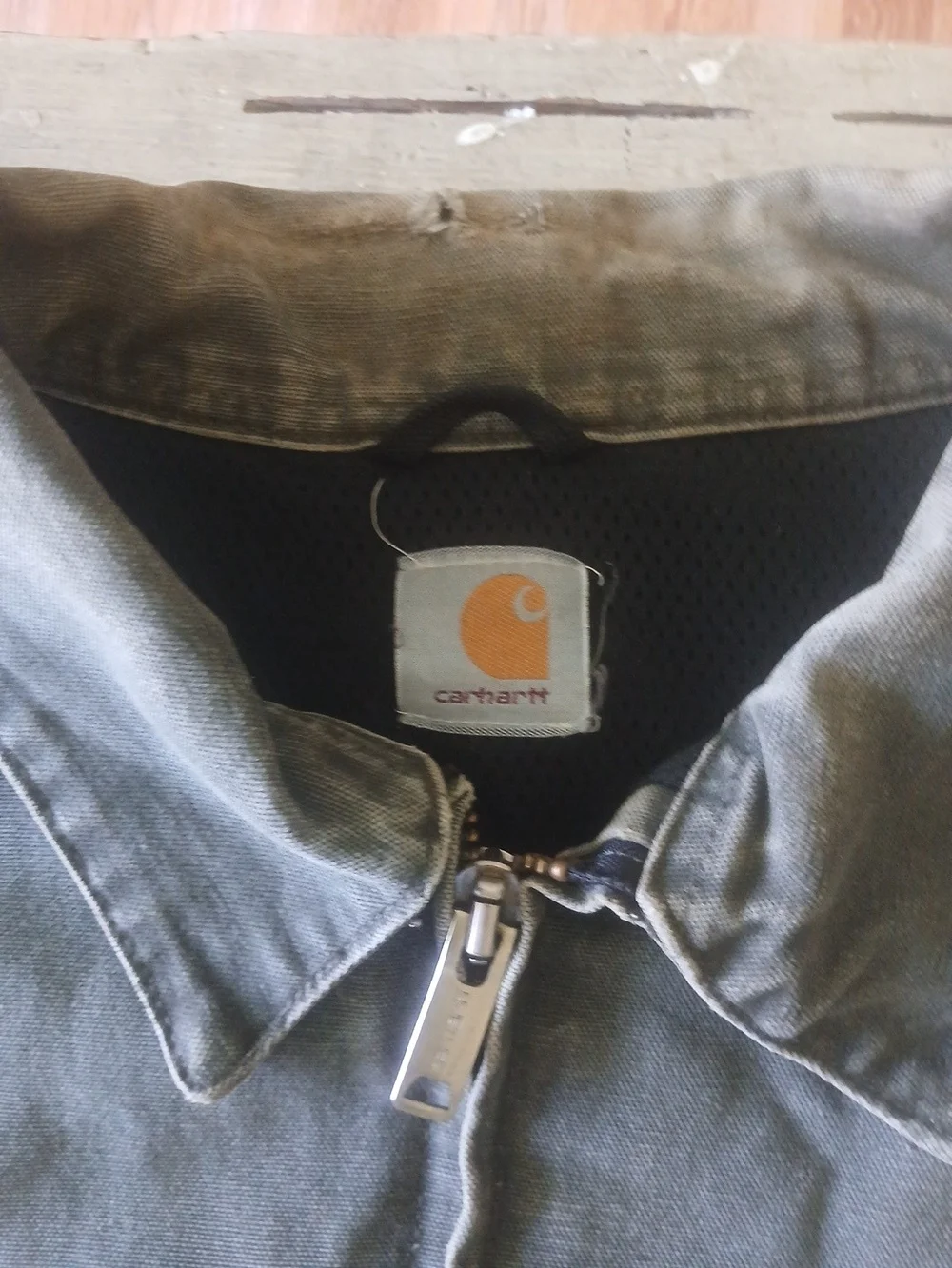 Vtg. Carhartt Men’s J102 Work Jacket 2XL Gray/Moss Distressed